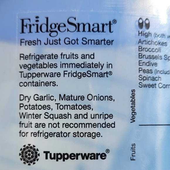 Large Tupperware Fridge Smart Fruit & Veggie Sheer Container with Lid - Picture 9 of 10